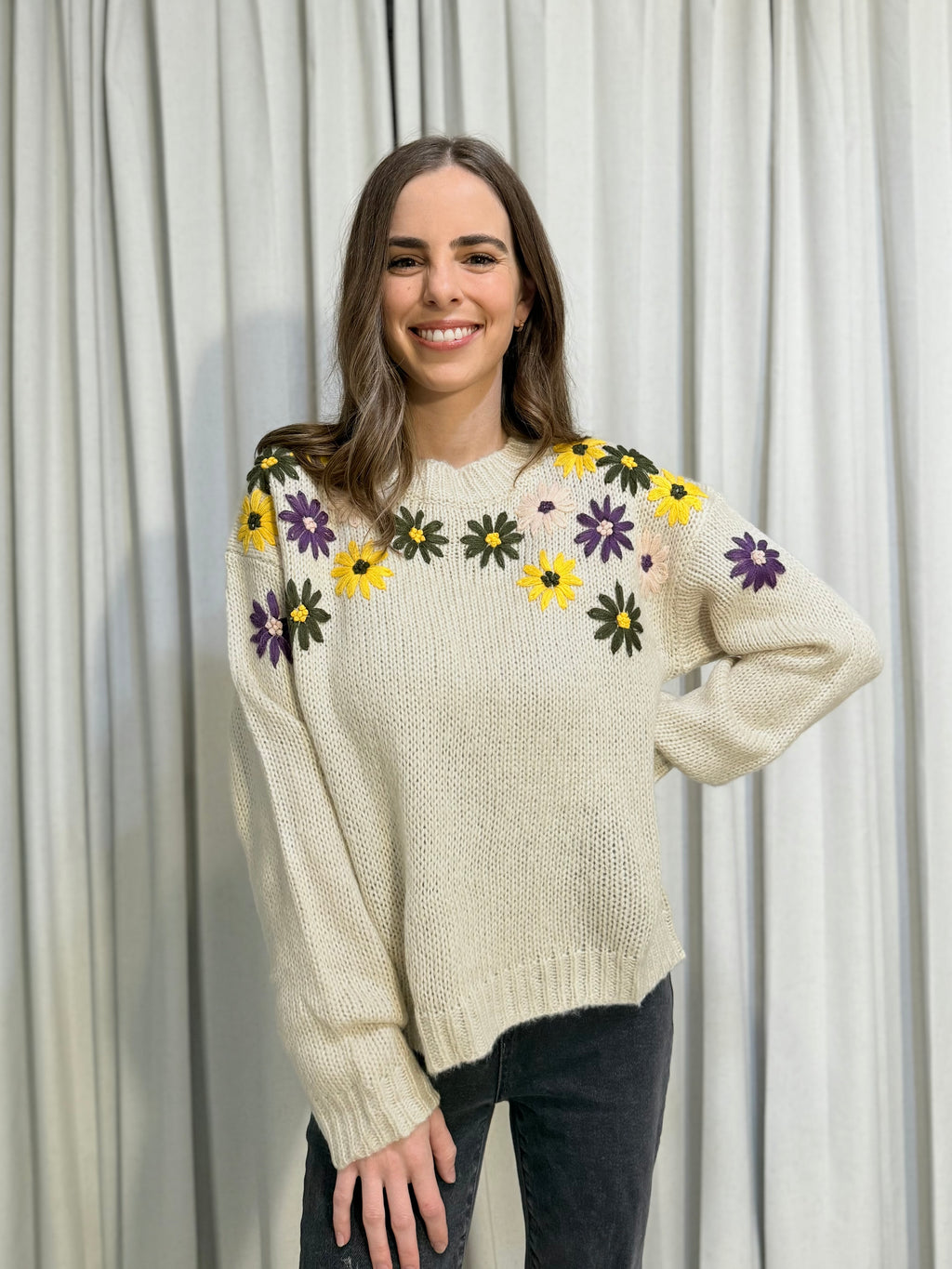 Floral Embroidered Sweater