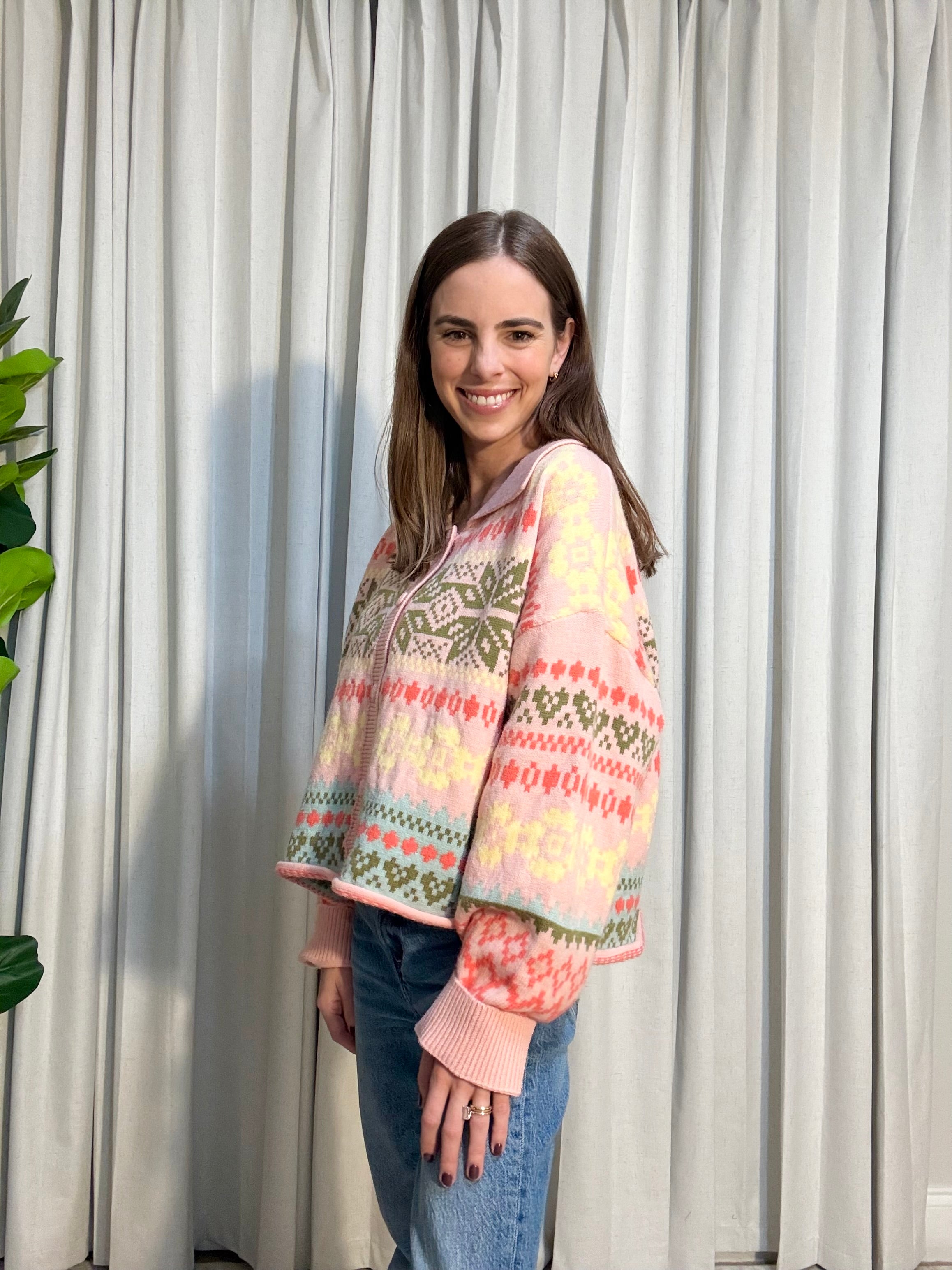 Printed Sweater Cardigan