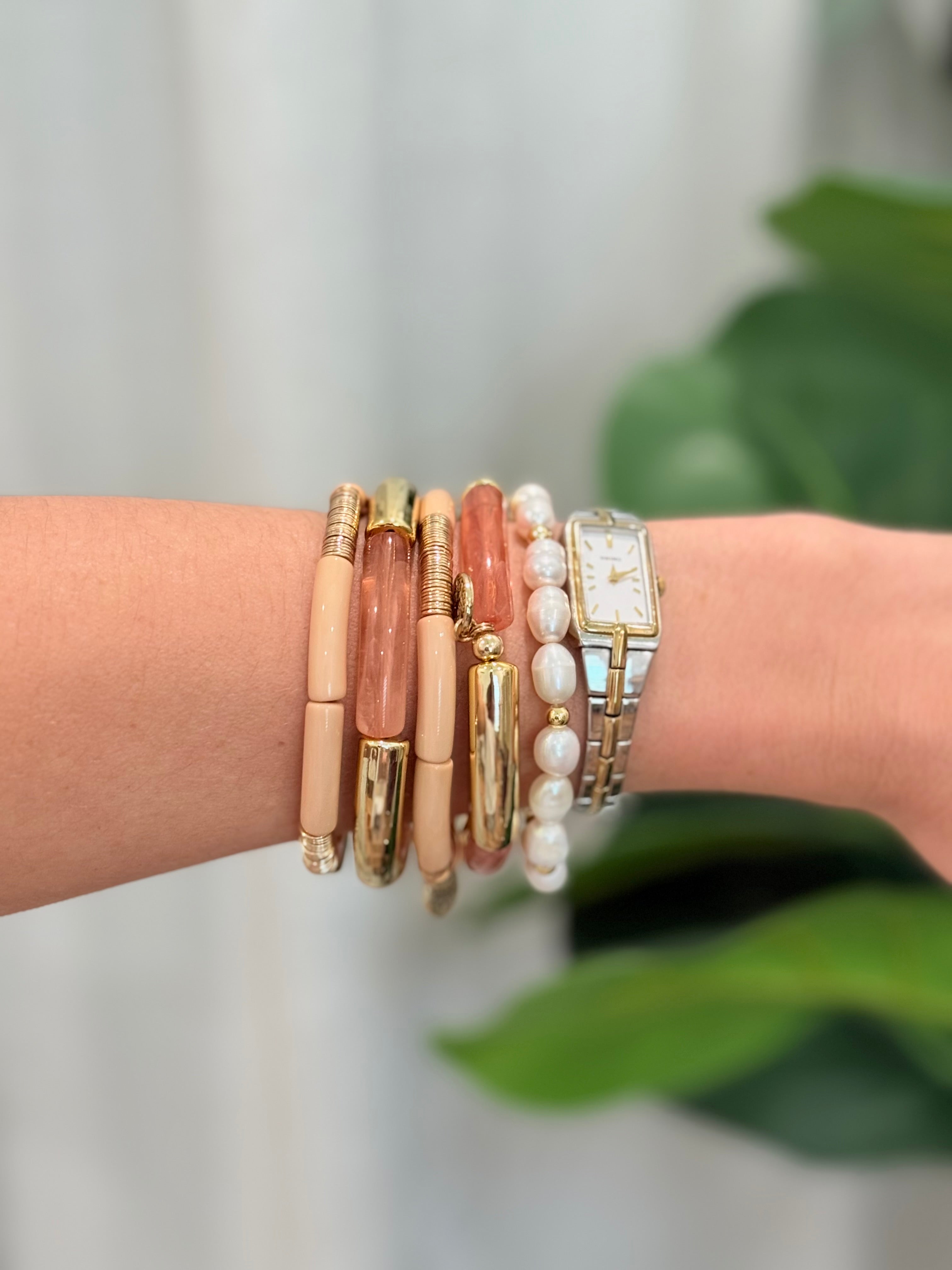 Marble Acrylic Tube Bamboo Bracelets