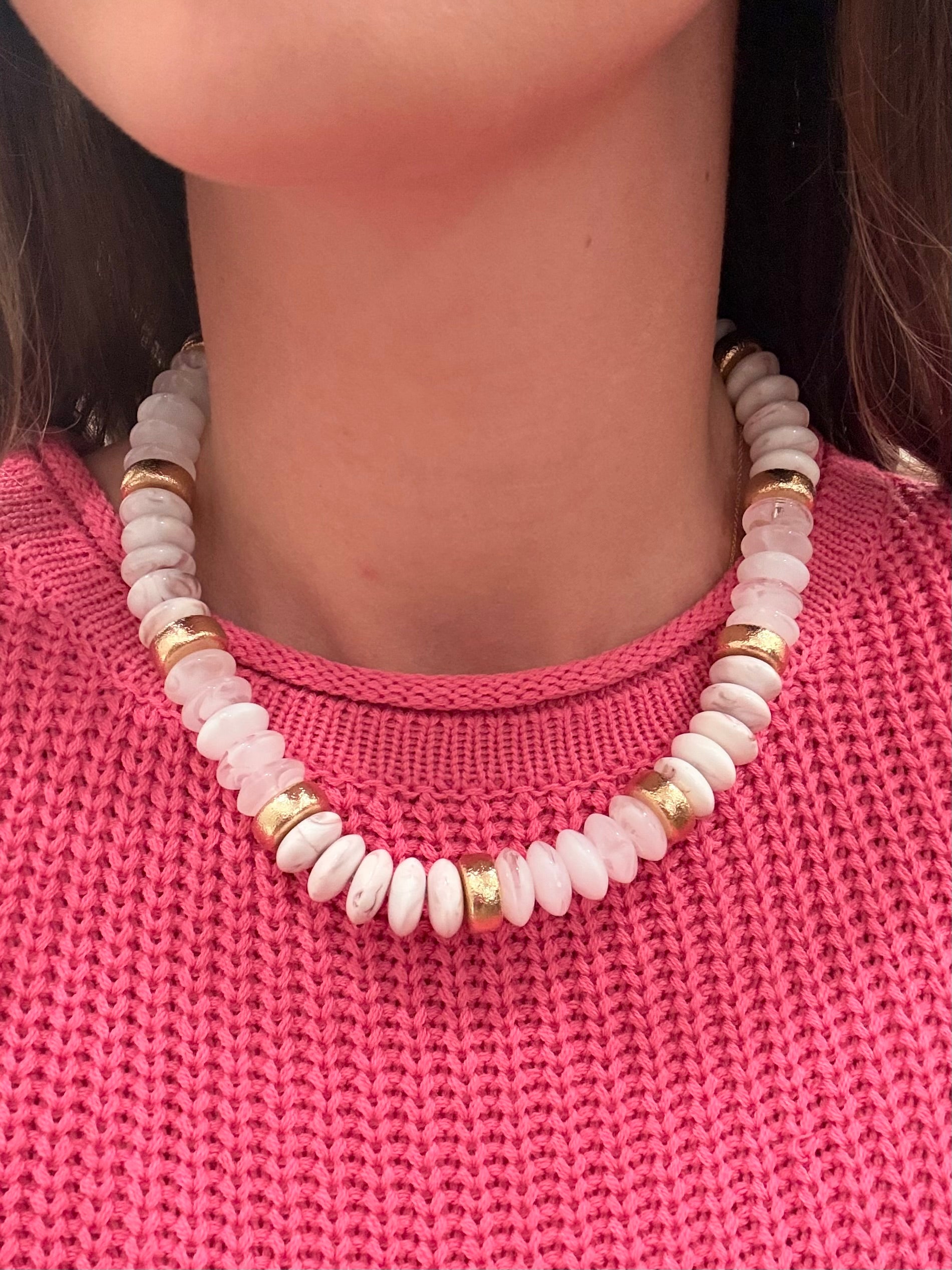 Chunky Beaded Necklace - Neutral