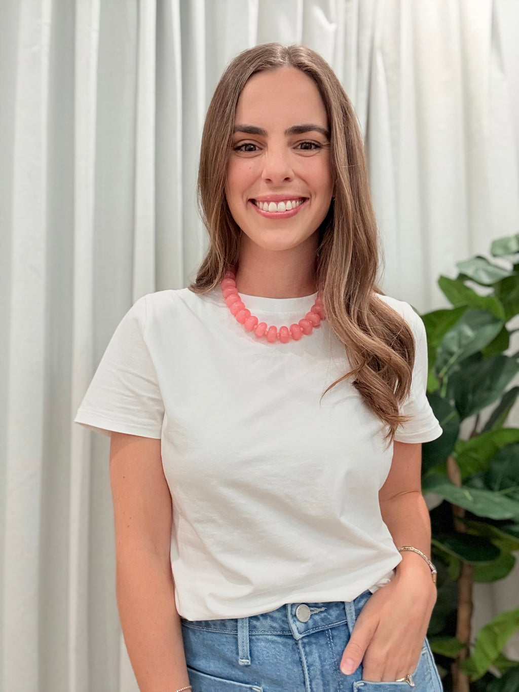 Circle Bauble Ball Necklace - Pink