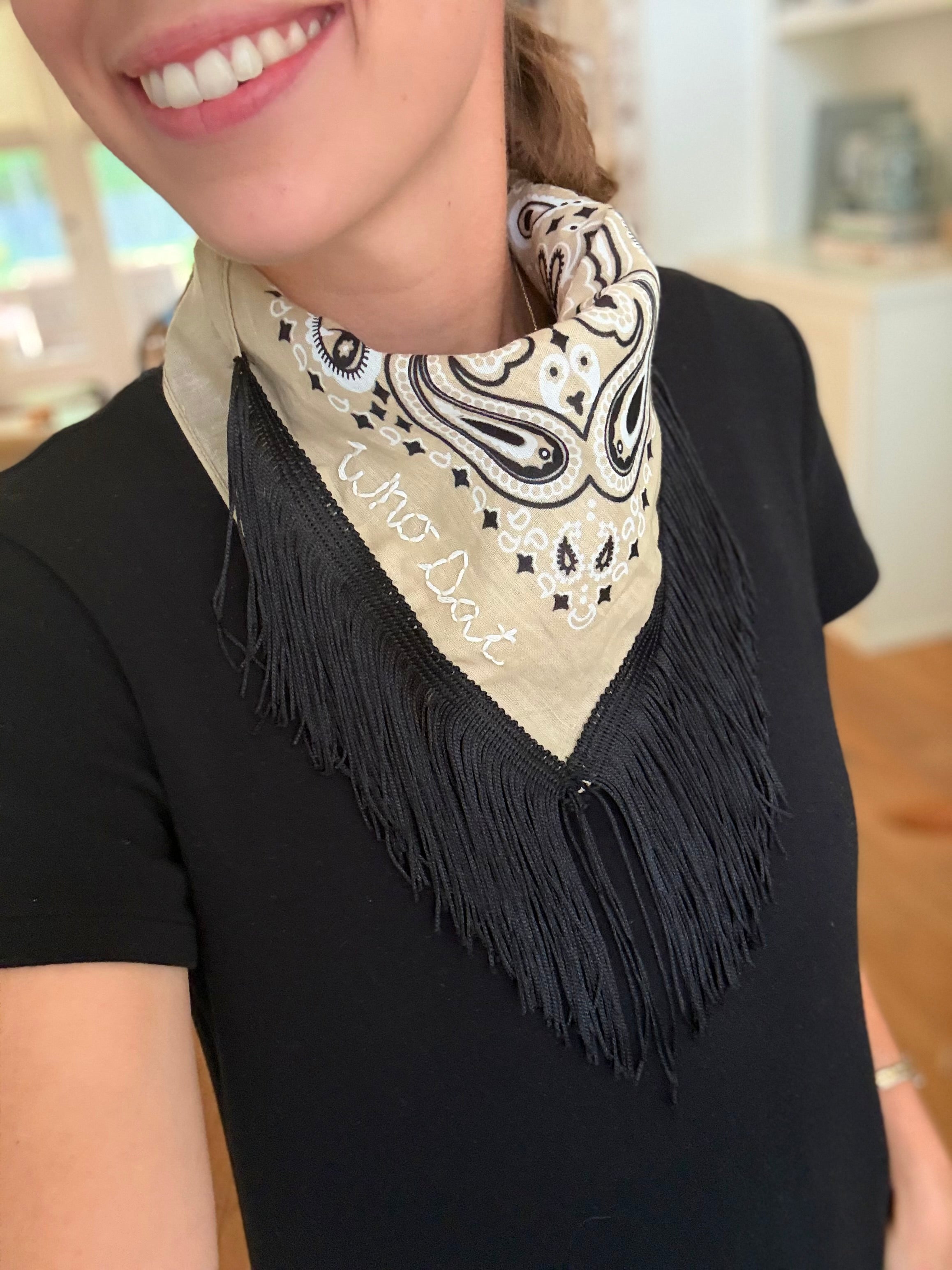 "Who Dat" Fringe Bandana Scarf