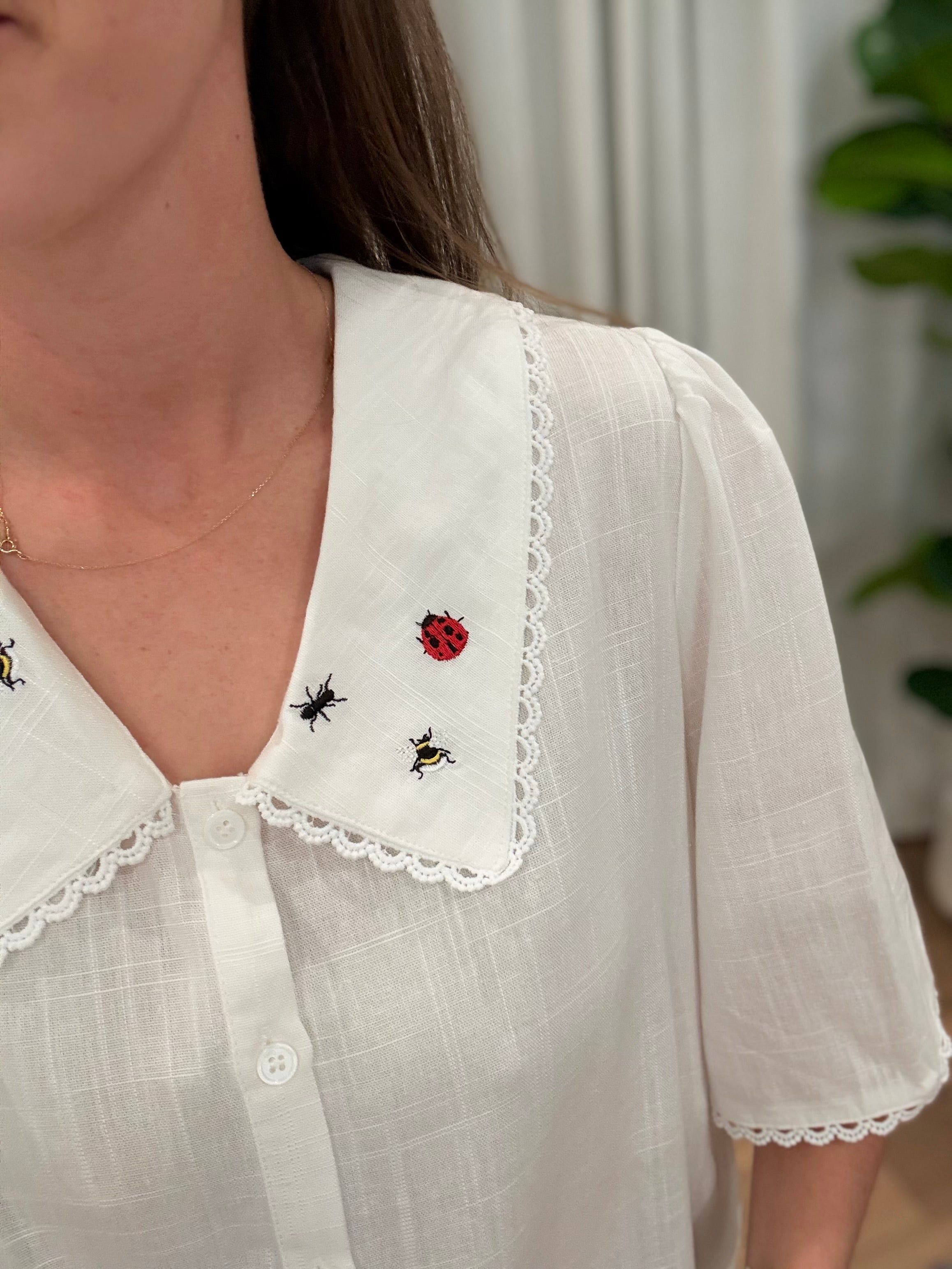 Ladybug Embroidered Blouse