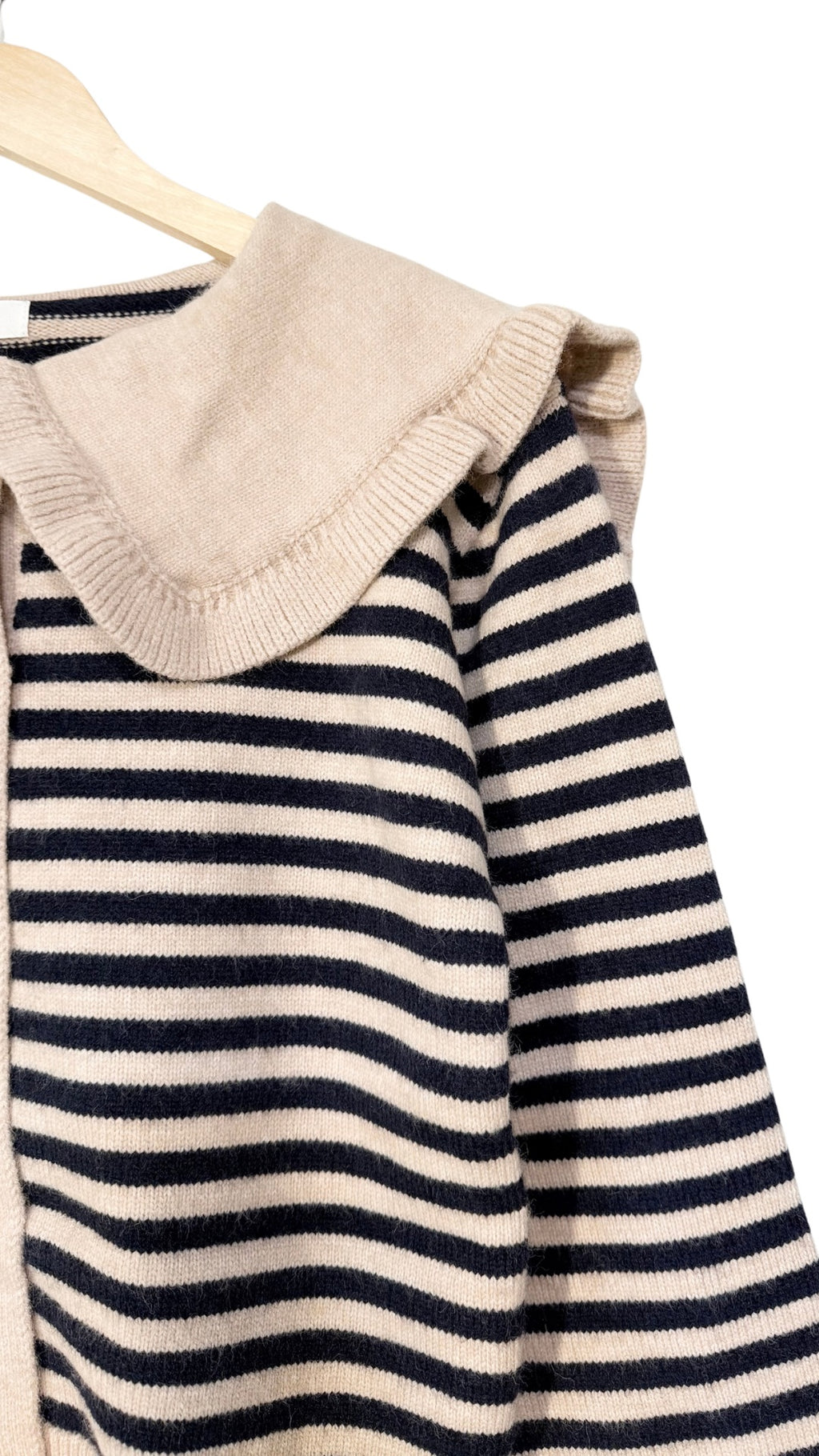 Ruffled Stripe Cardigan Sweater