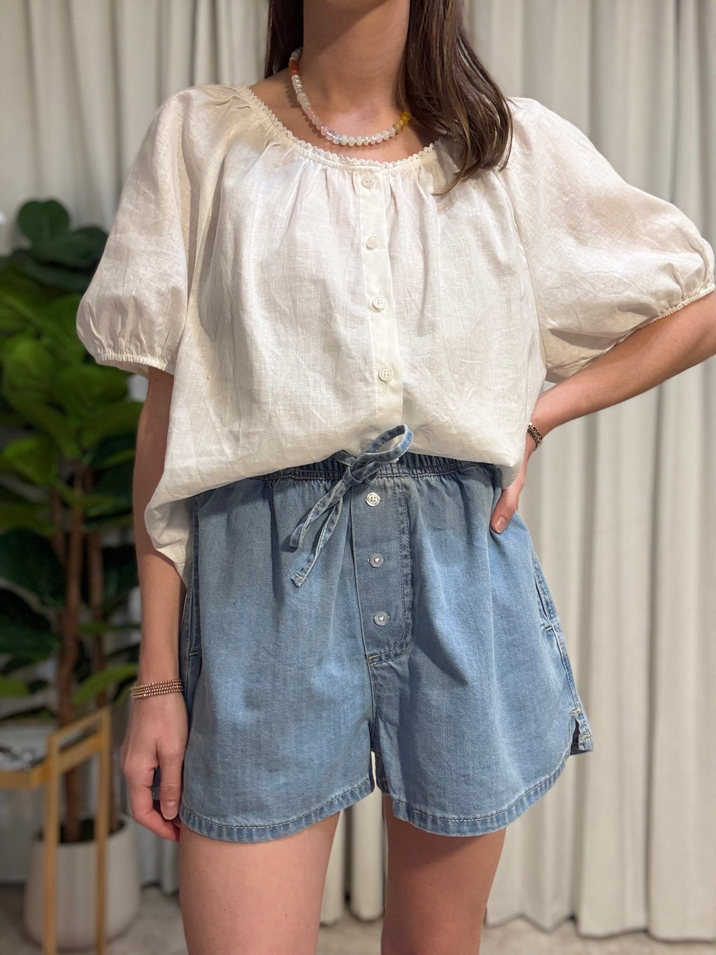 Denim Drawstring Short