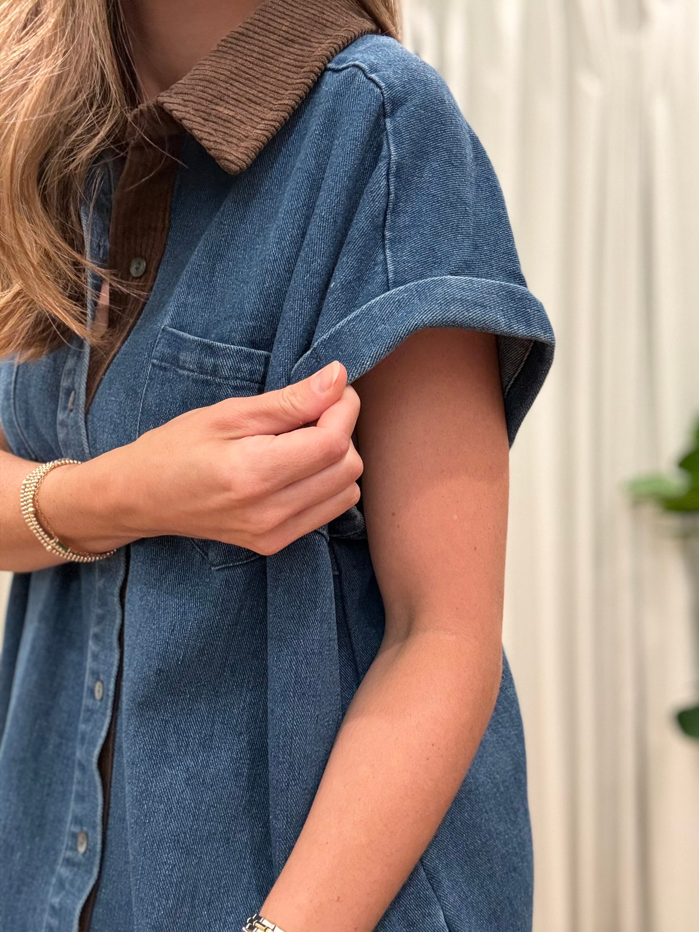 Mini Denim Collared Dress