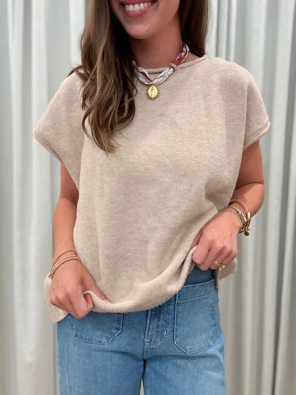 Cap Sleeve Knit Top