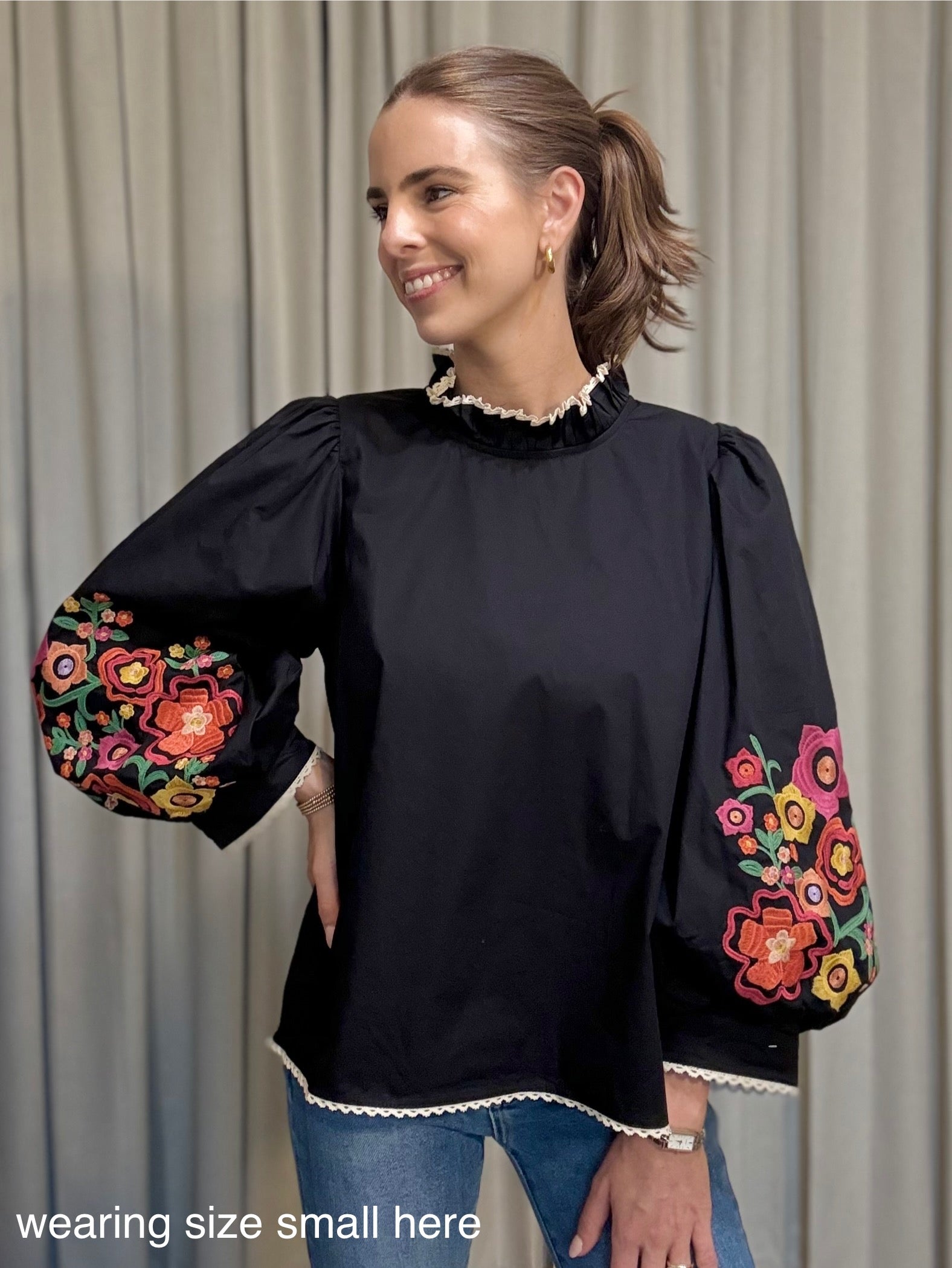 Black Embroidered Top