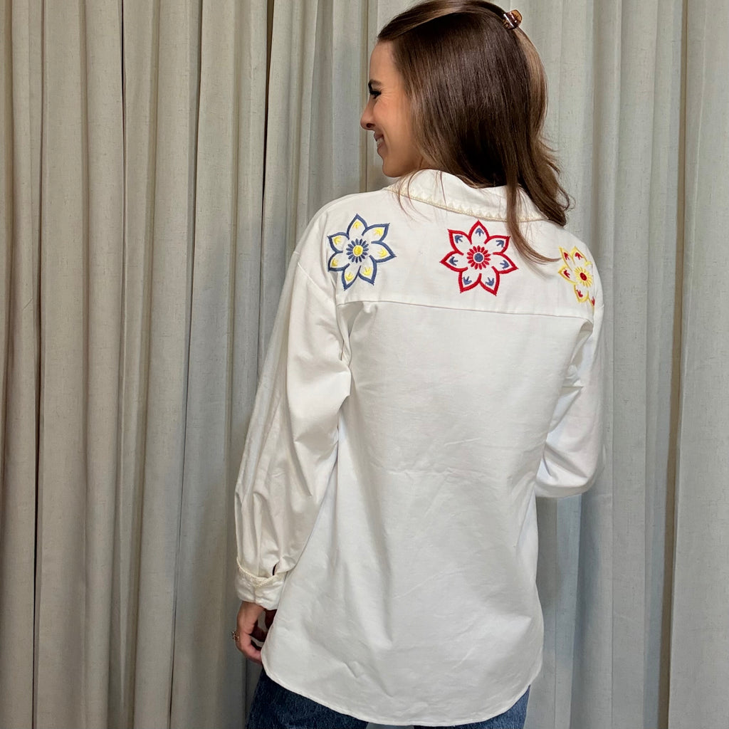 Embroidered Corduroy Top