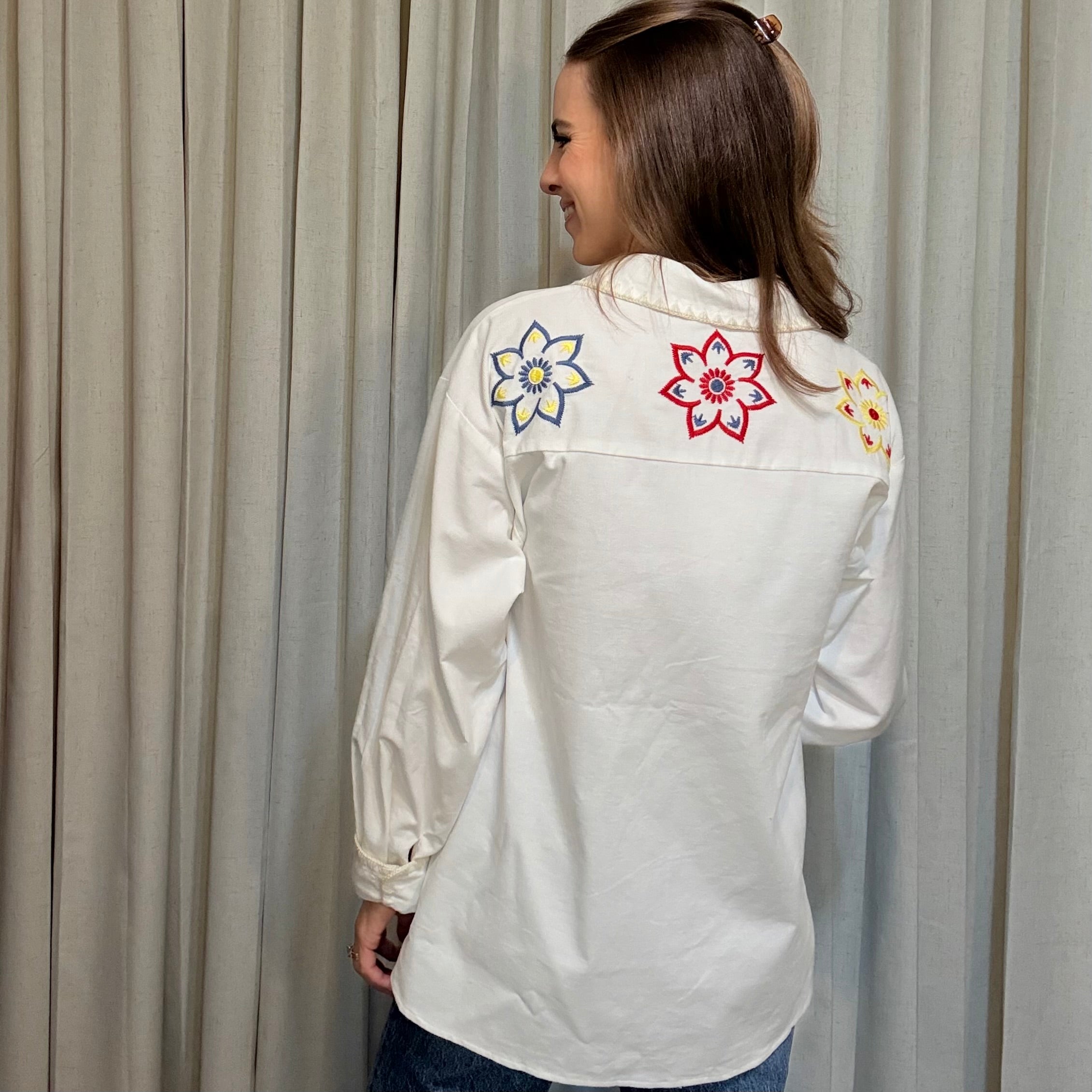 Embroidered Corduroy Top