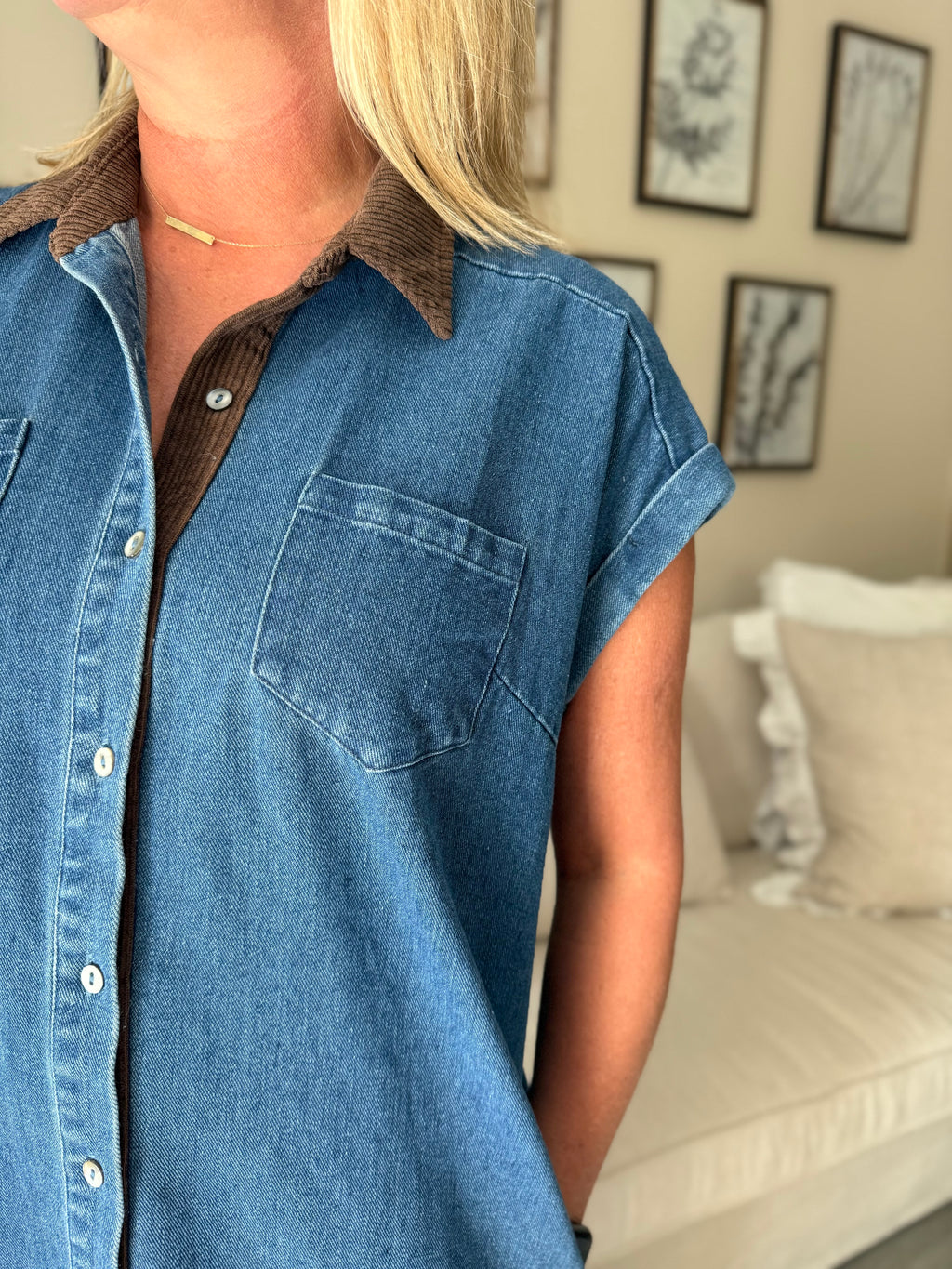 Mini Denim Collared Dress