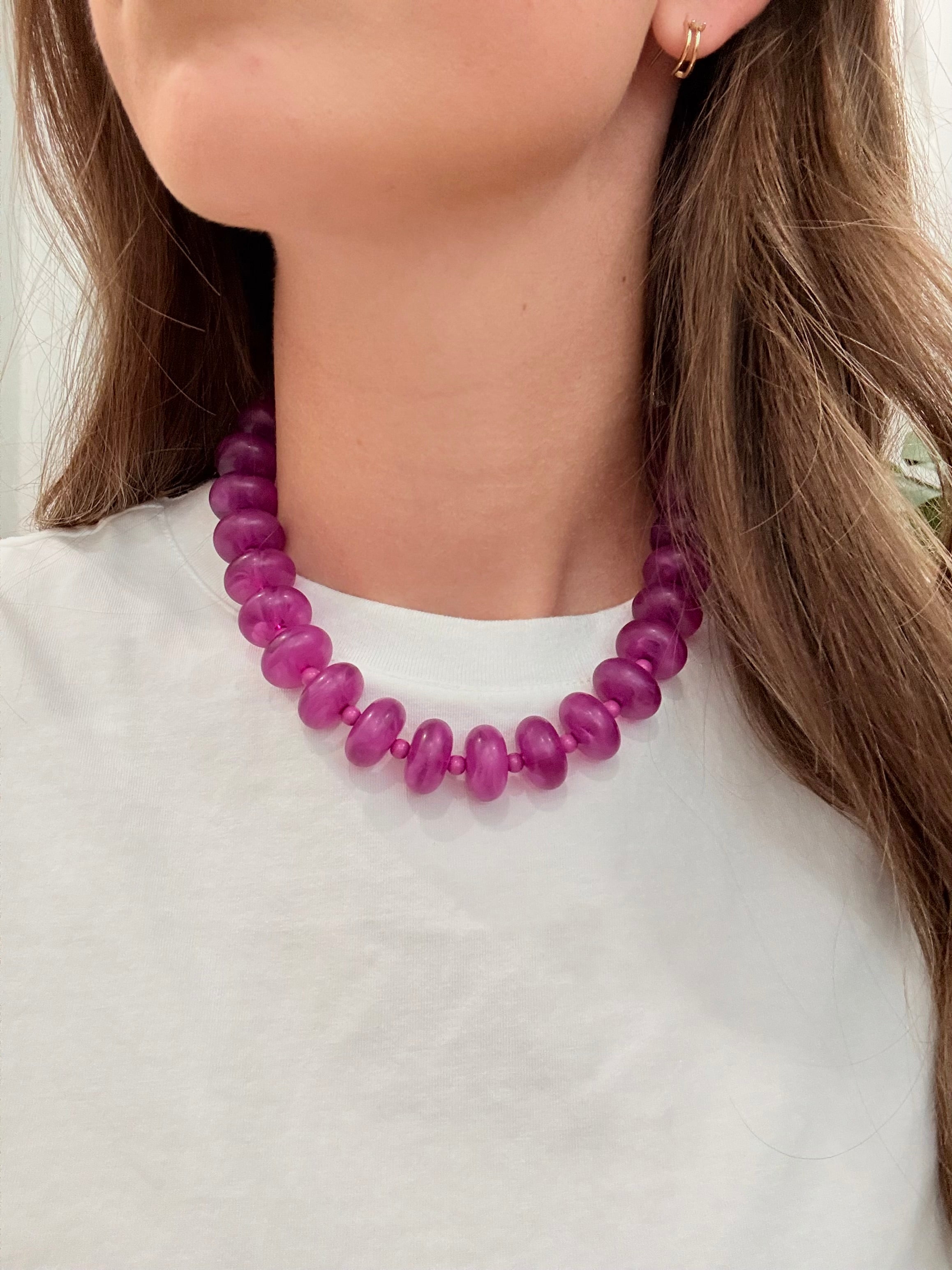 Circle Bauble Ball Necklace - Purple