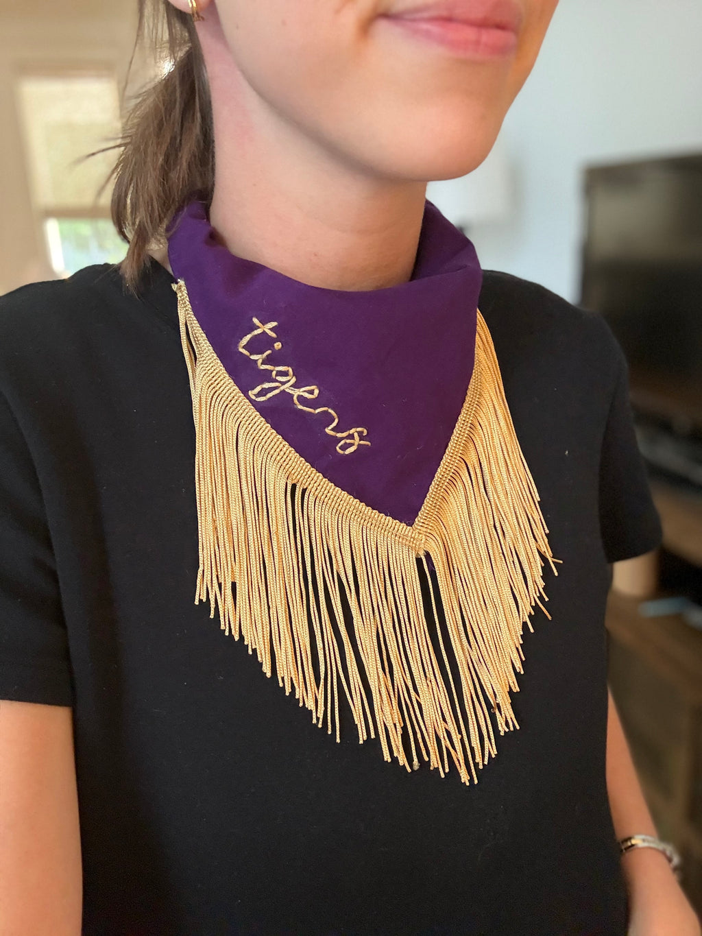 "Tigers" Fringe Bandana Scarf