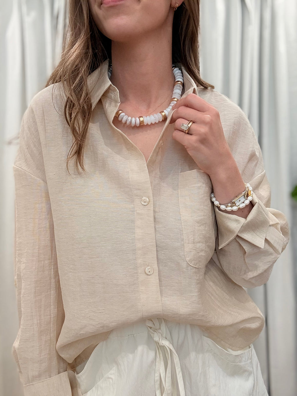 Linen Rolled Sleeve Shirt