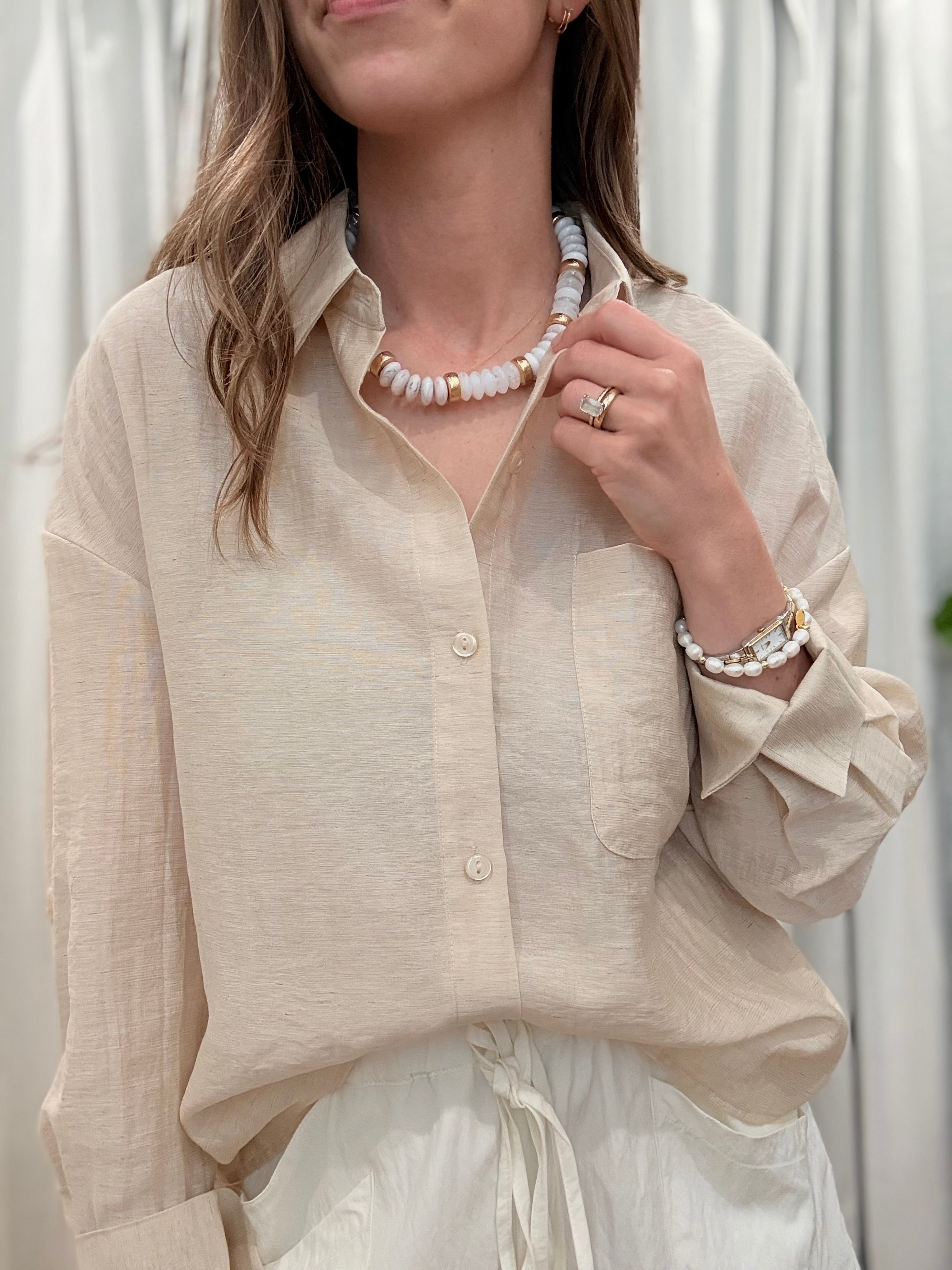Linen Rolled Sleeve Shirt