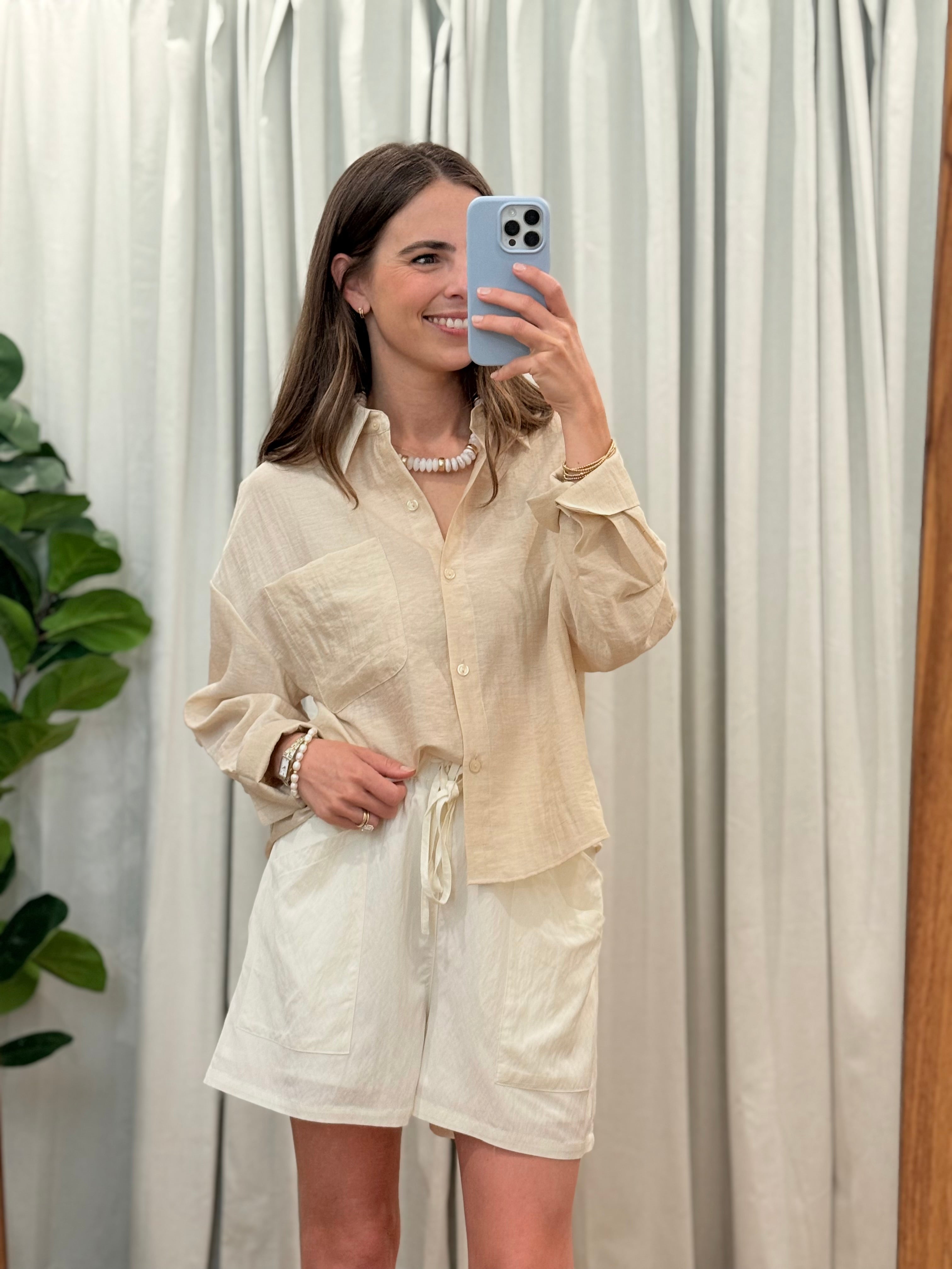 Linen Rolled Sleeve Shirt