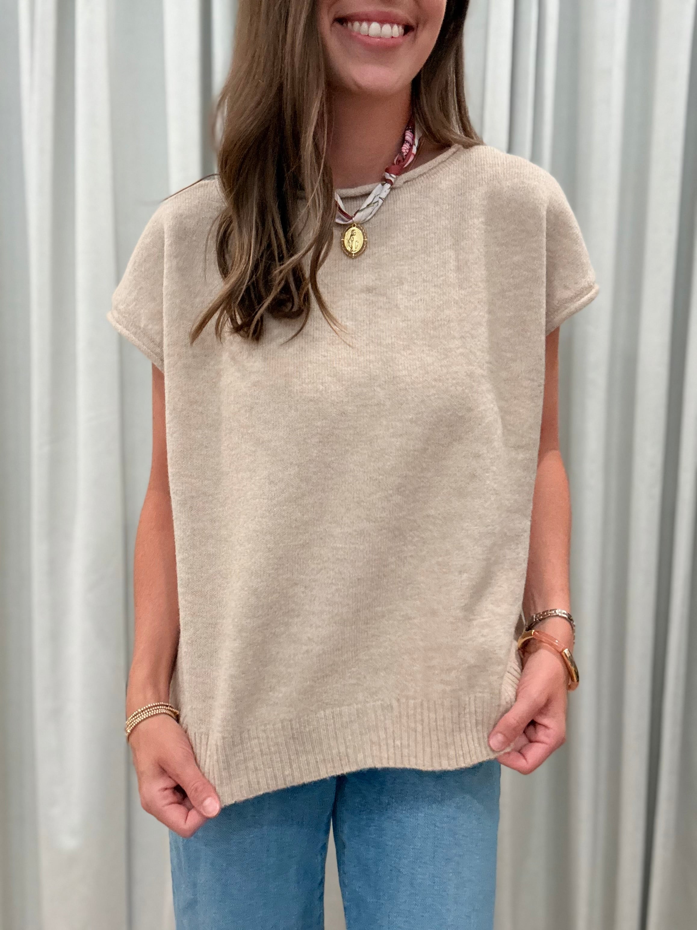Cap Sleeve Knit Top