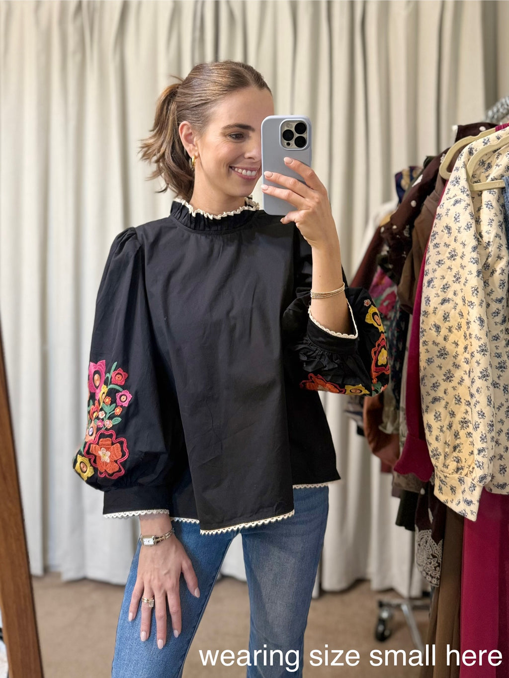 Black Embroidered Top