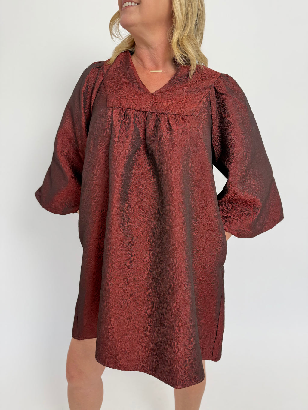 Burgundy Babydoll Dress