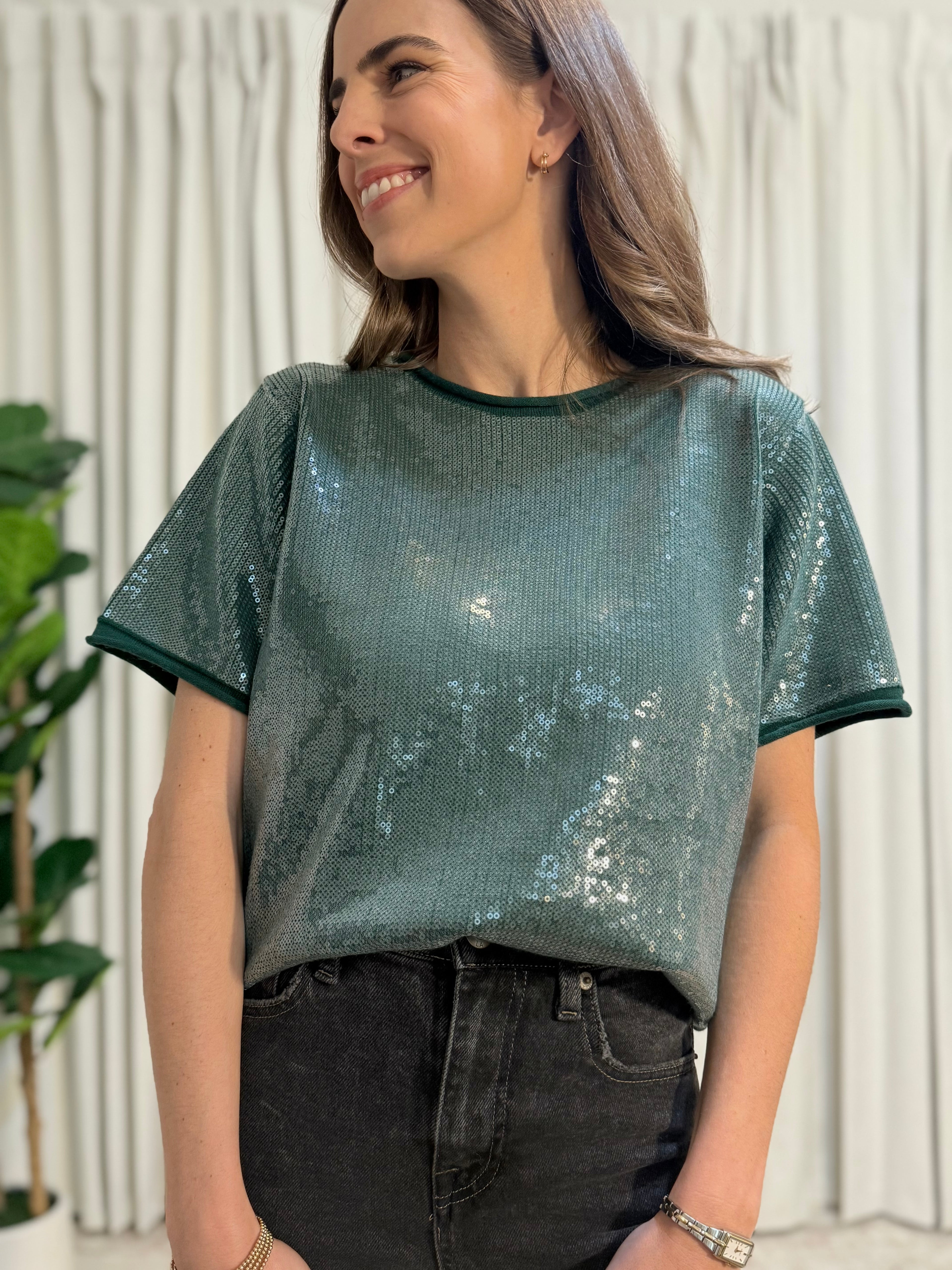 Sequin Green Top