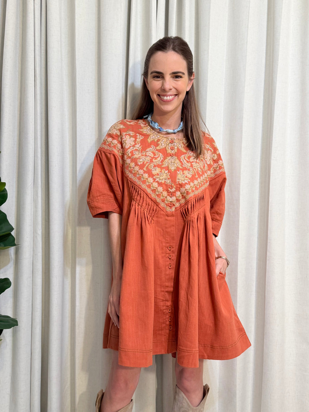 Embroidered Tunic Dress