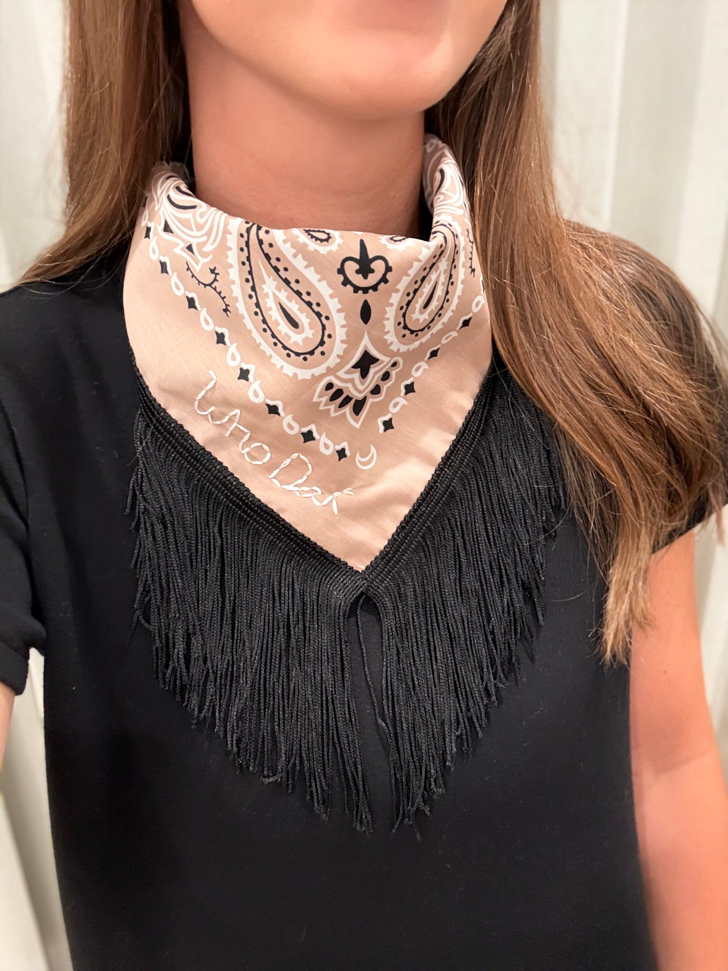 "Who Dat" Fringe Bandana Scarf