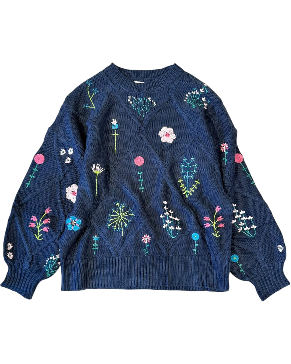Embroidered Lattice Sweater