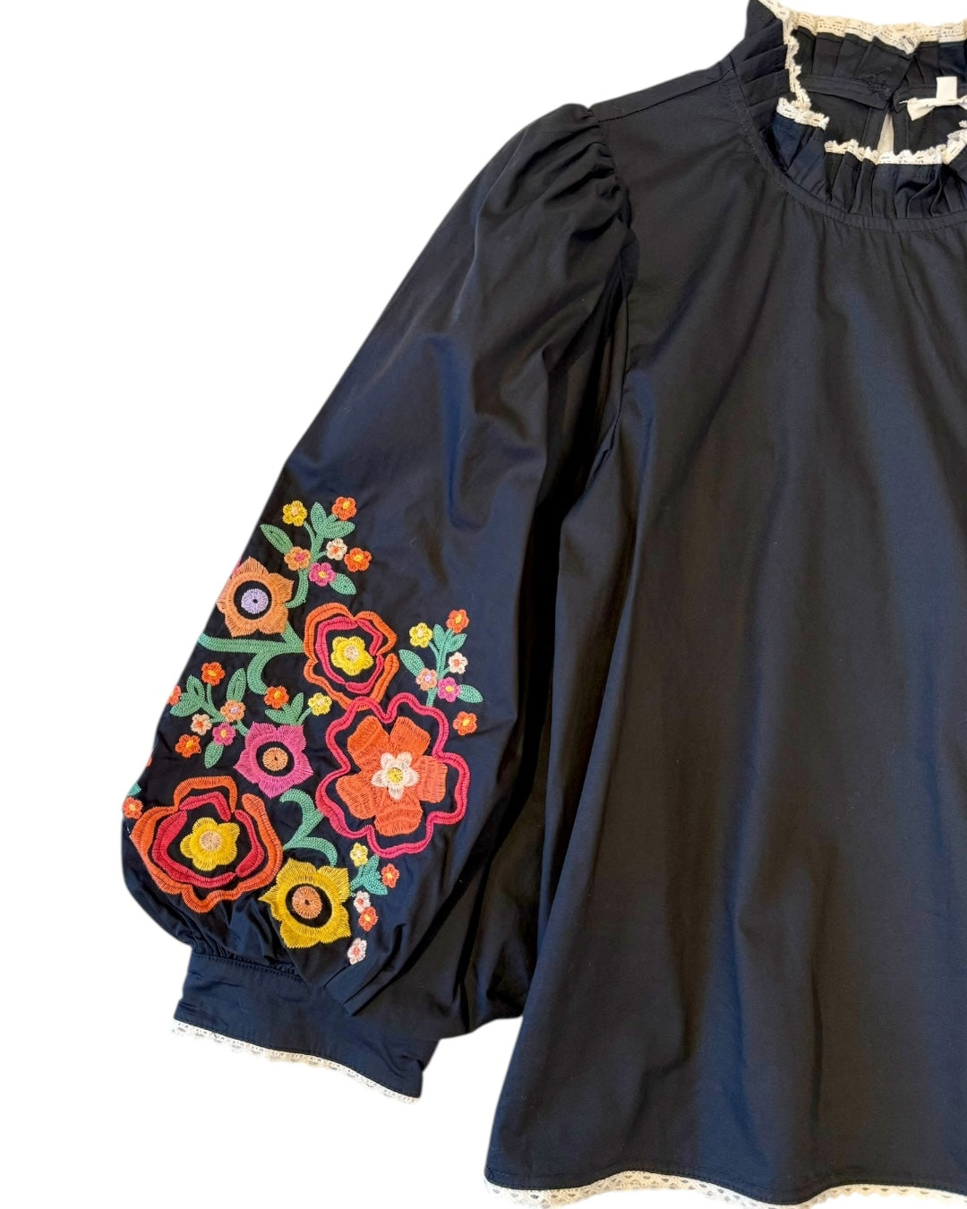 Black Embroidered Top