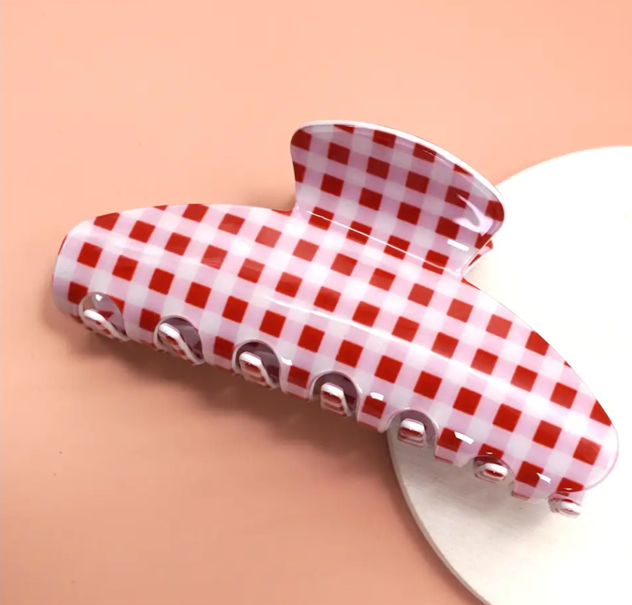 Red Plaid Hair Clip