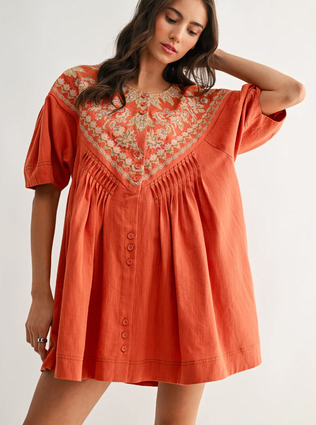 Embroidered Tunic Dress