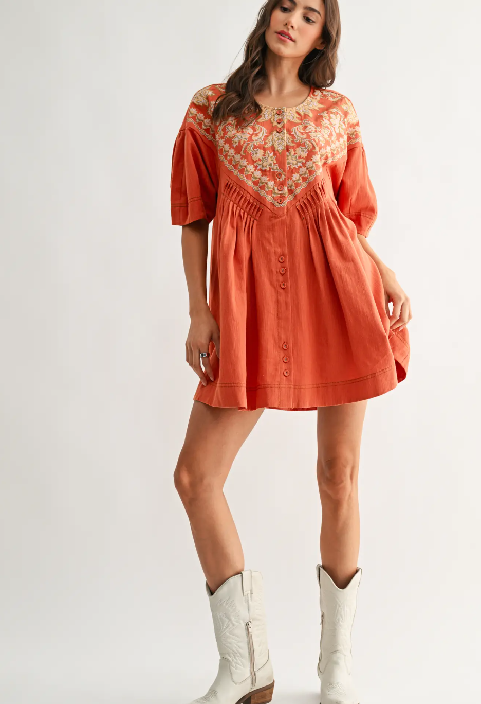 Embroidered Tunic Dress
