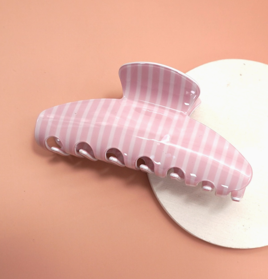 Pink Stripe Hair Clip