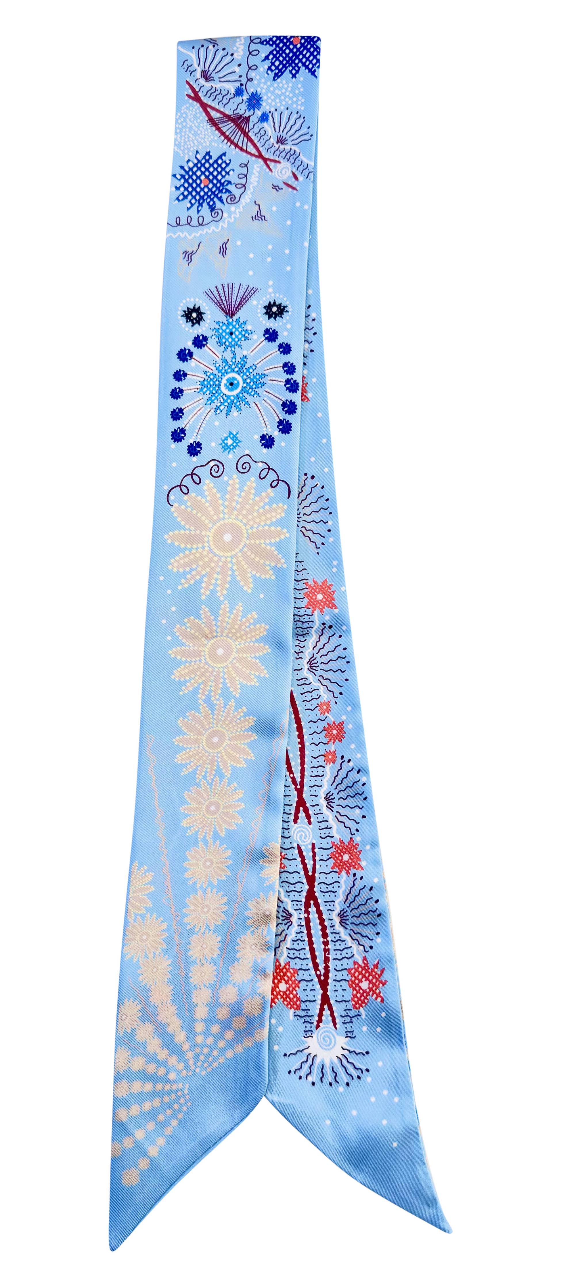 Knotted Floral Print Scarf Necklace