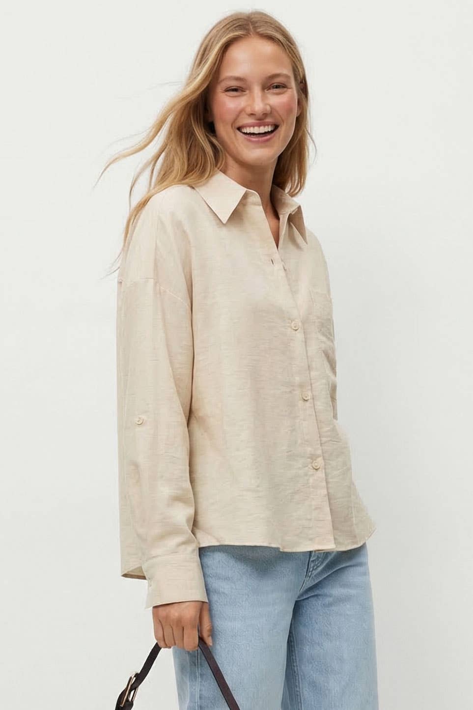 Linen Rolled Sleeve Shirt