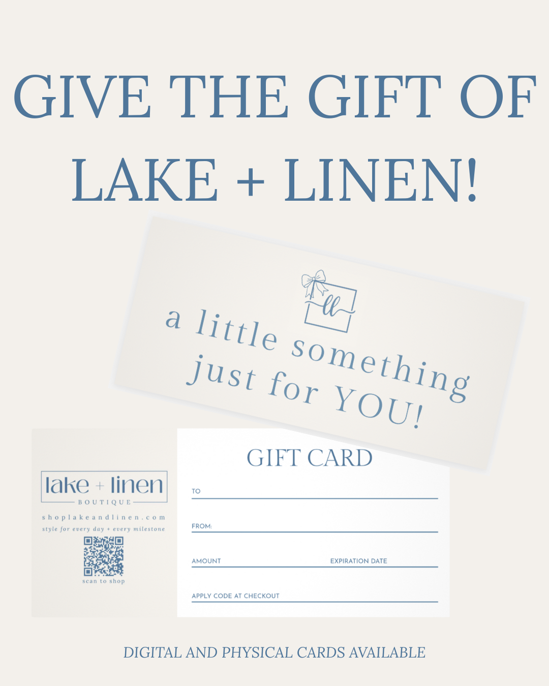 Physical Lake + Linen Gift Card