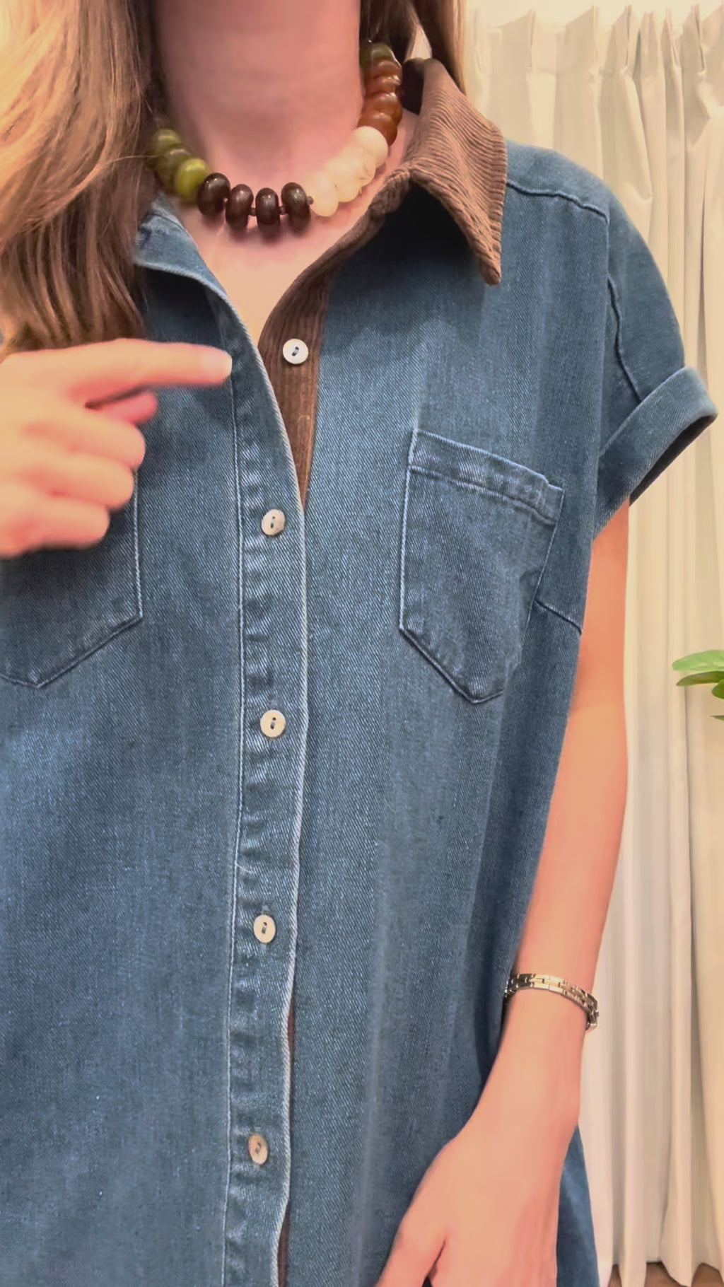 Mini Denim Collared Dress