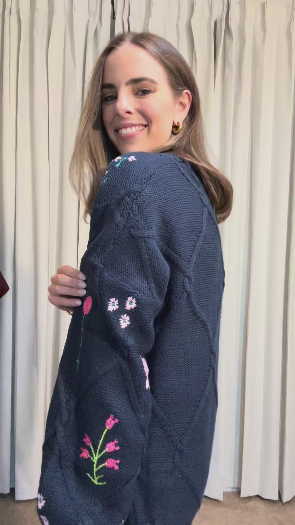 Embroidered Lattice Sweater