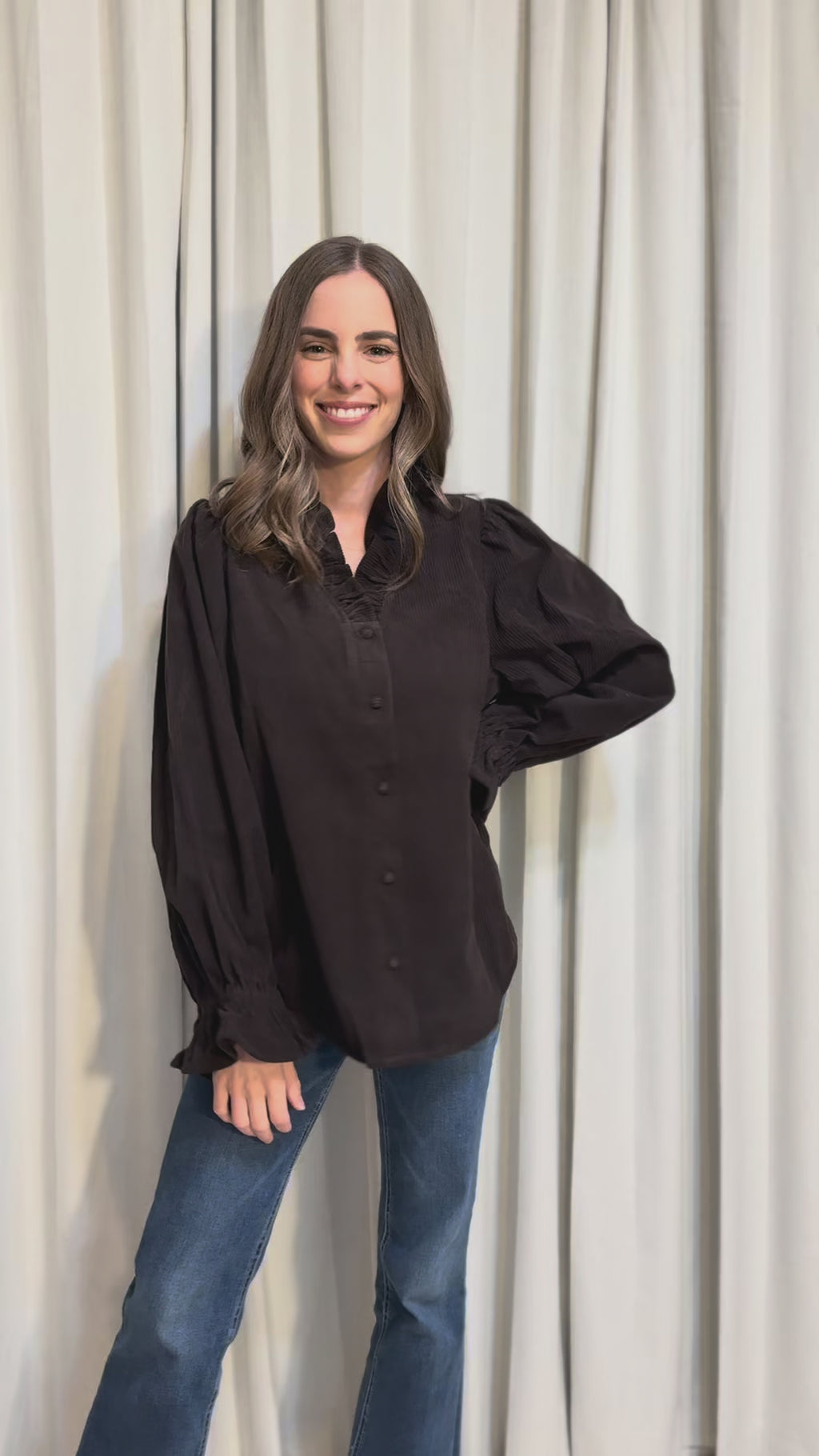 Corduroy Ruffle Blouse