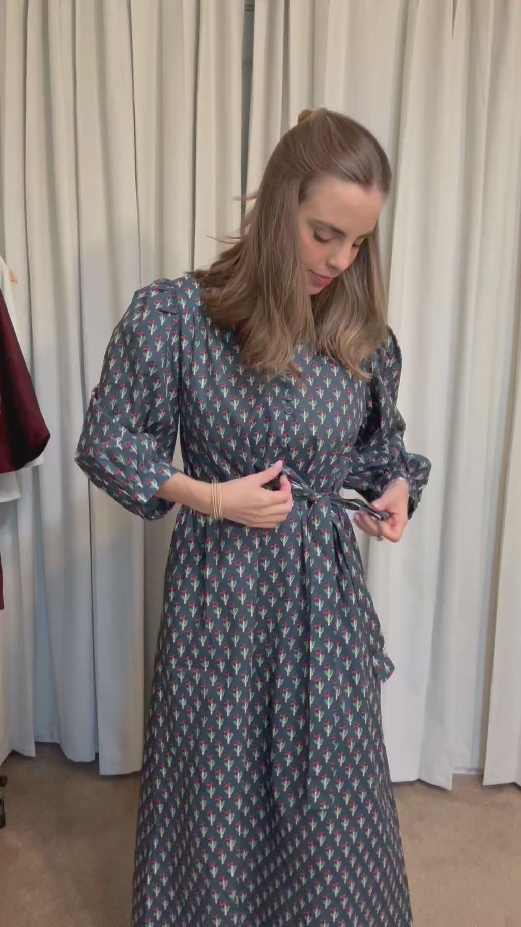 Navy Floral Midi Dress