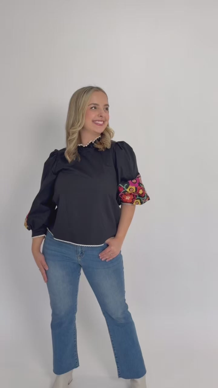 Black Embroidered Top