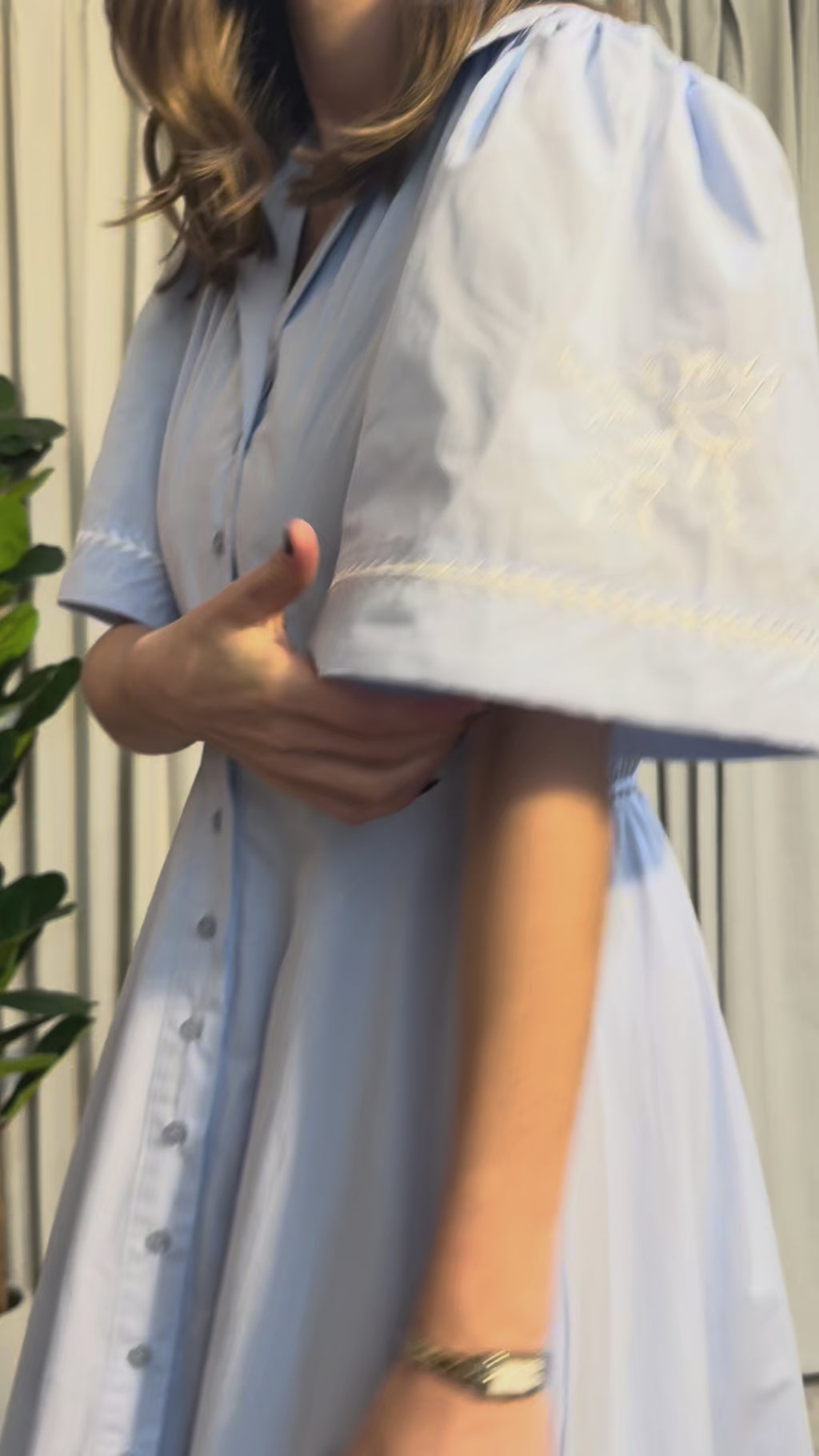 Embroidered Button Down Midi