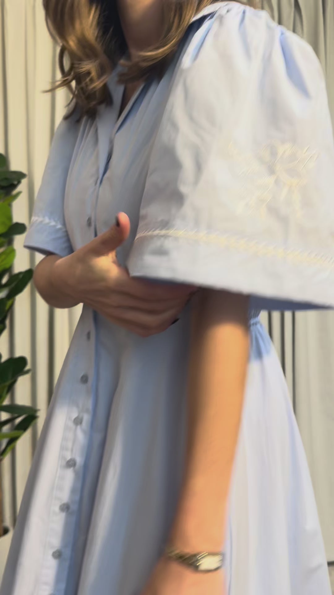 Embroidered Button Down Midi