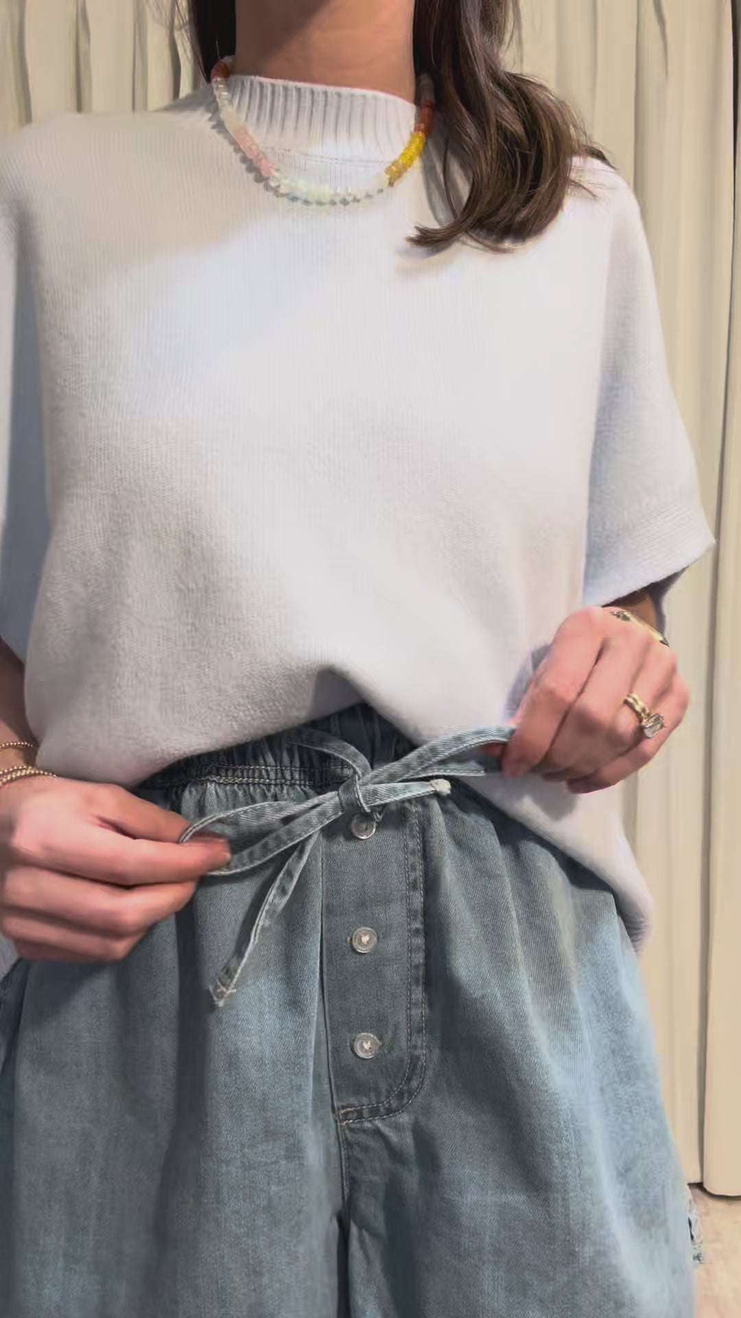 Denim Drawstring Short