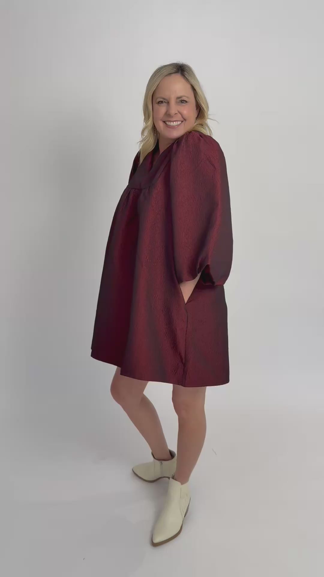 Burgundy Babydoll Dress